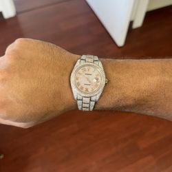 Rolex Datejust 41'mm w box and warranty 23 carats vs diamonds 18k and steel Iced out face Vs diamonds
