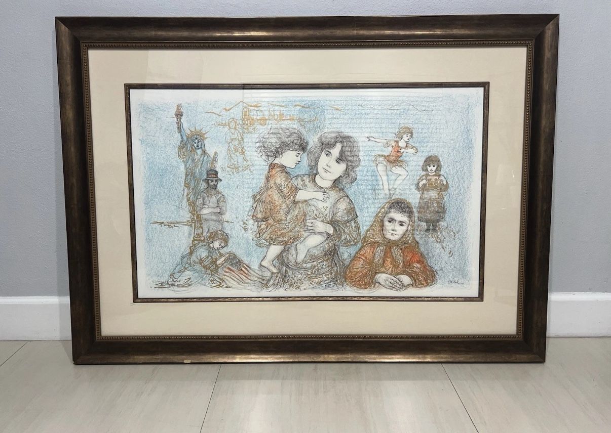 Edna Hibel "Our Mother Before Us" Signed And Numbered Lithograph. 36” X 50.5”