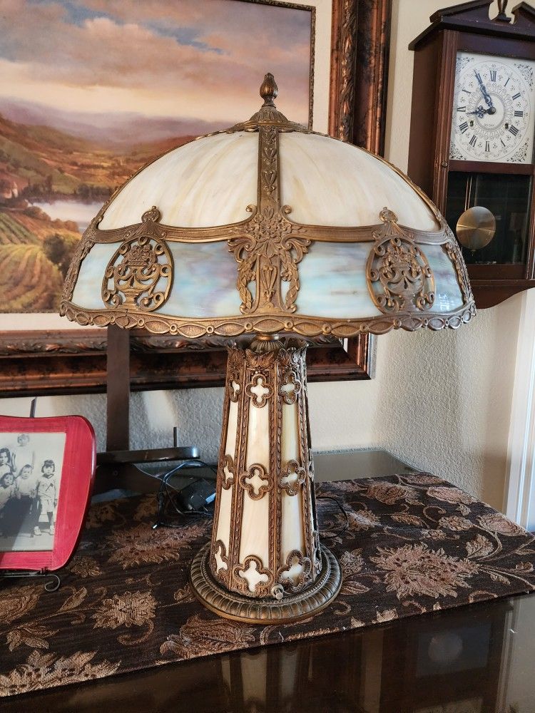 Antique Slag Glass Lamp