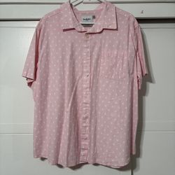 Men’s Pink Floral Short Sleeve Poplin Button-down Shirt Goodfellow & Co XXL