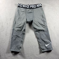 Nike Pro Tights Men’s L Gray Training Stretch Gym Work Out Fitness #3B