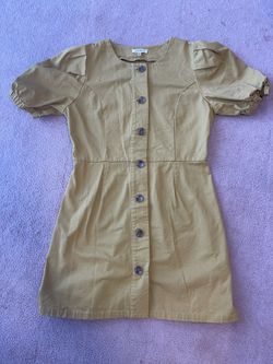 Mustard Puff Sleeve Dress