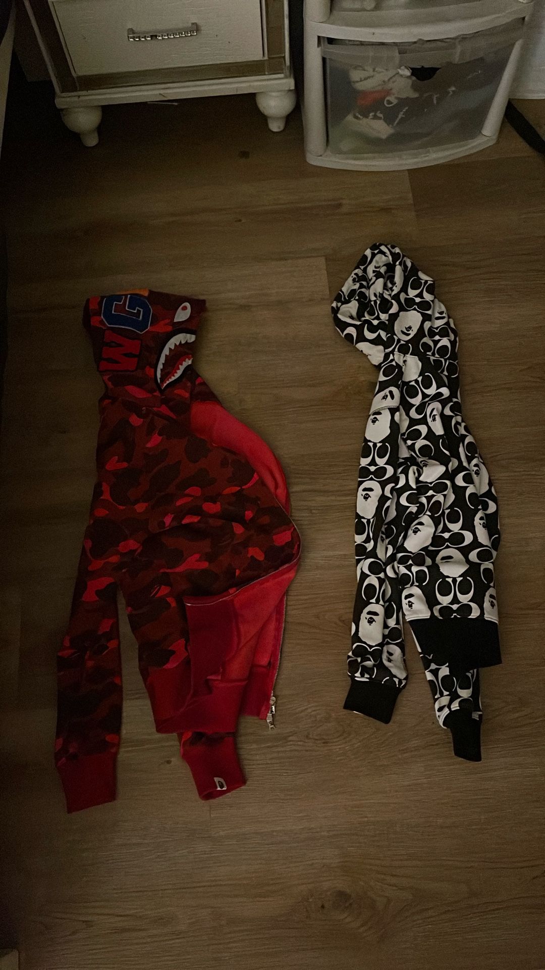 bape x coach and red bape hoodie