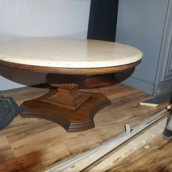 Solid Wood With Stone Top Coffee Table