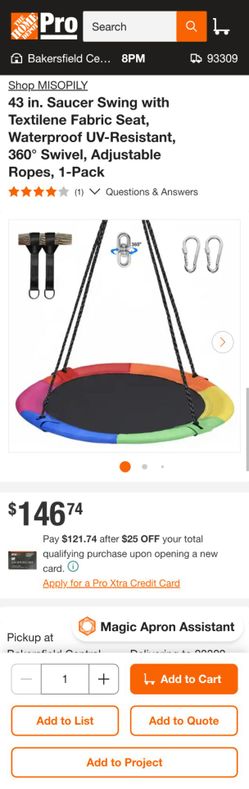 43 in. Saucer Swing with Textilene Fabric Seat