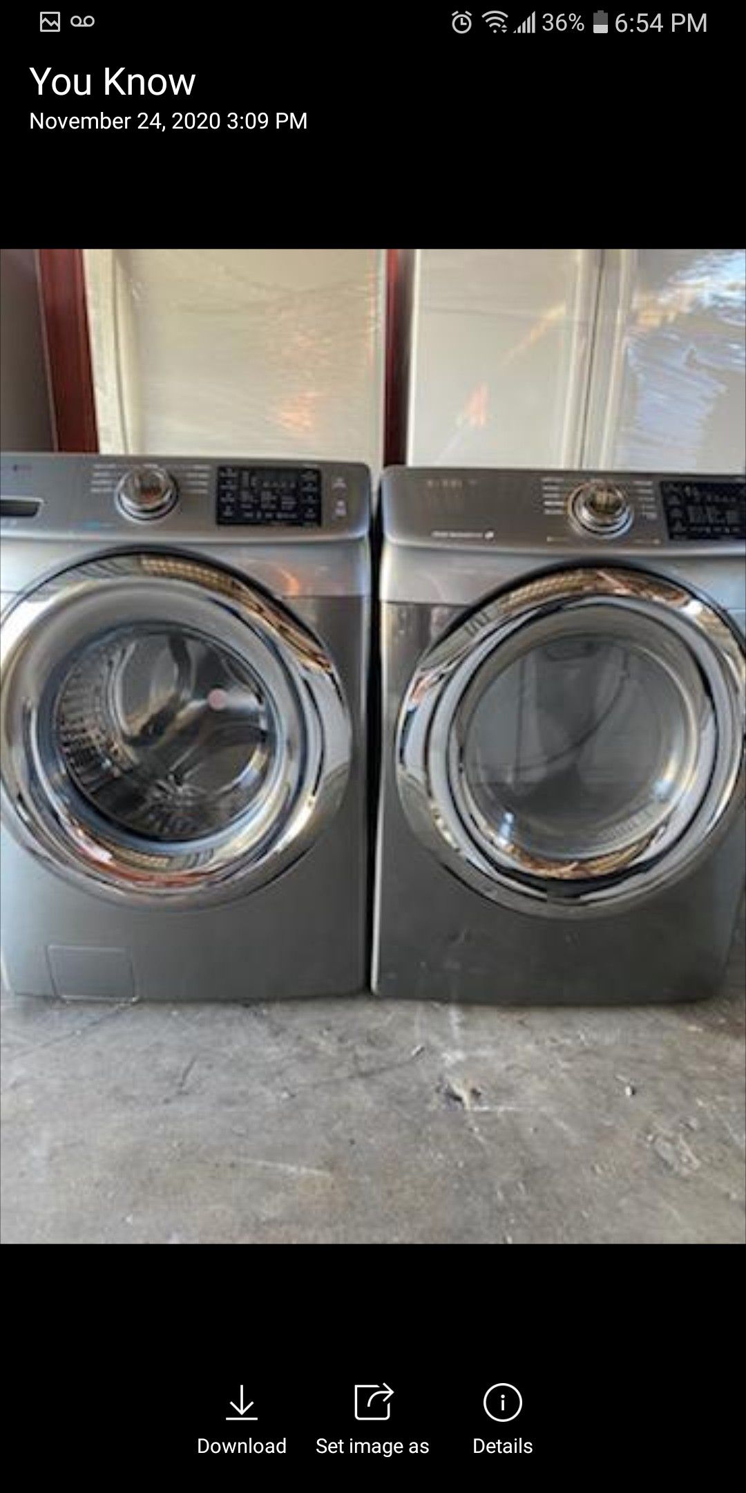 Washer and gas dryer Samsung stainless steel