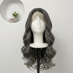 Grey Synthetic Lace Front Wig