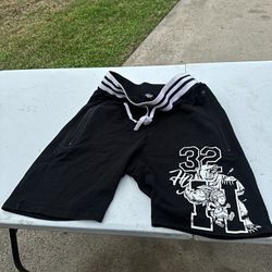 SLIGHTLY USED MEN HUSTLE GANG CLOTH SHORTS W/DRAWSTRING WAIST SIZE XL