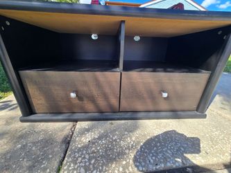Black Wood TV Stand with Drawers