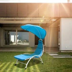 Outdoor Chaise Lounge Swing Canopy Turquoise