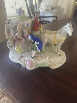 Vintage Erphila Porcelain Coach  With 2 Horses 