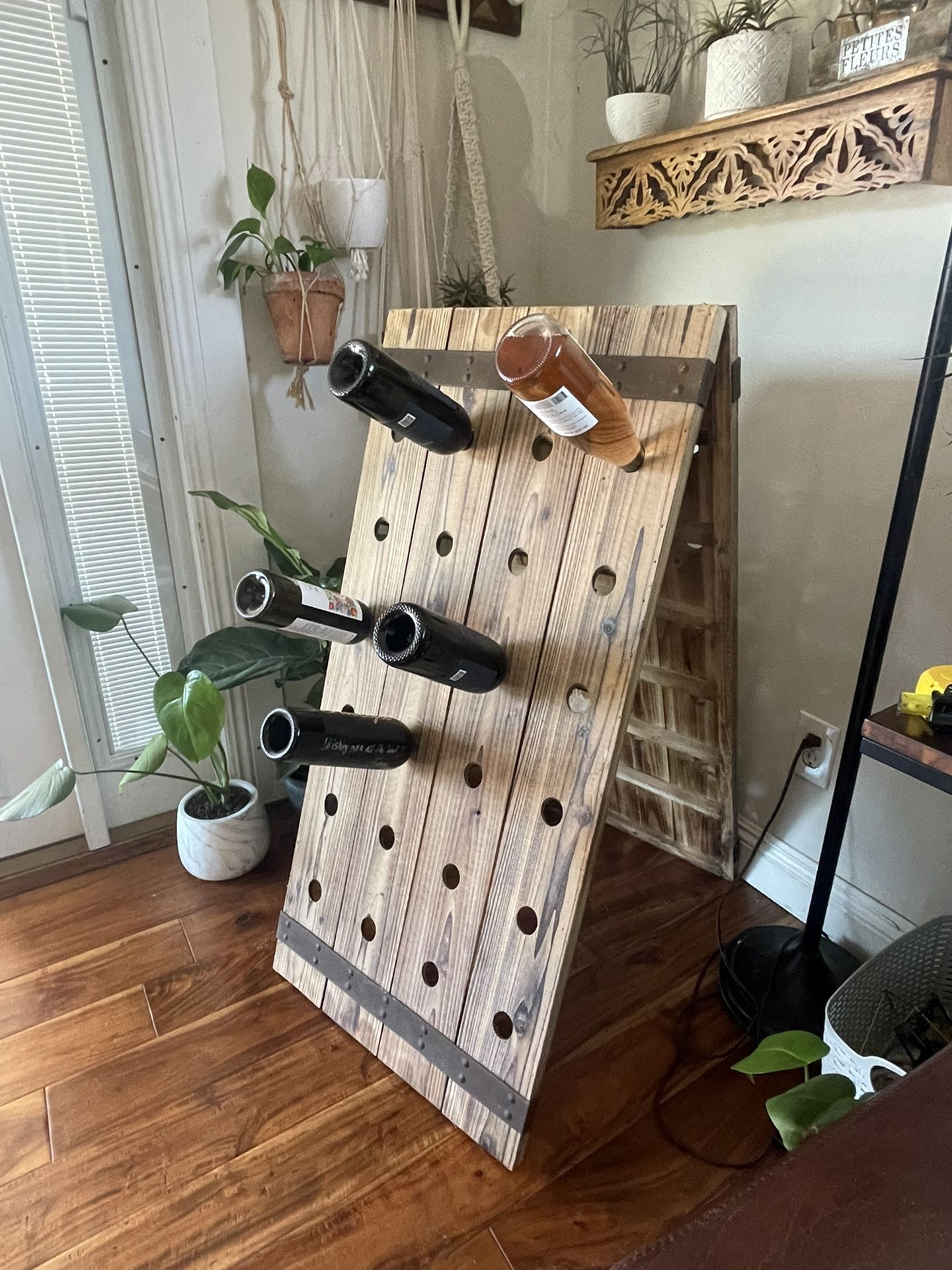 Rustic Wine Bottle rack Holder Folding Sandwhich board Rack - Main Image