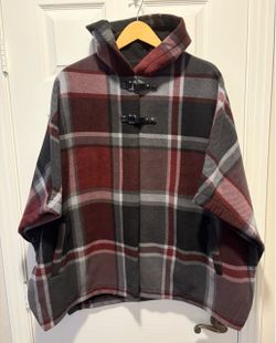 Rachel Rachel Roy Plaid Hooded Poncho women’s size S/M