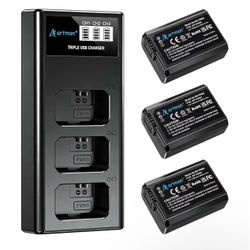 Artman NP-FW50 Battery 3-Pack 1300mAh & 3-Slot LCD