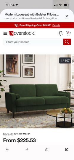 Modern Green Corduroy Loveseat with Bolster Pillows