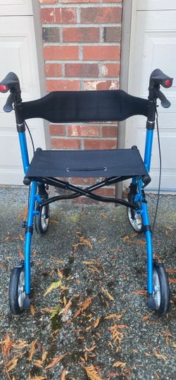 blue 2-in-1 rollator walker and chair