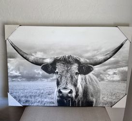 Highland Cow Framed Art Canvas 24 x 16 $30