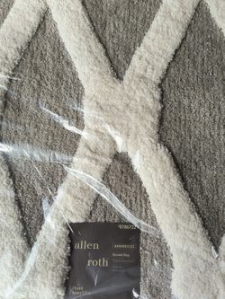 Allen Roth Accent Rug  2Ft X 4ft Stone Cameo Indoor Trellis Mid Century Modern Throw Rug