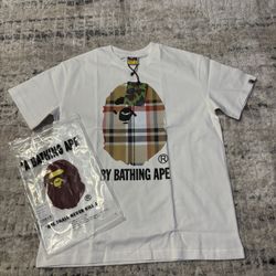 Bape X Burberry White T Shirt