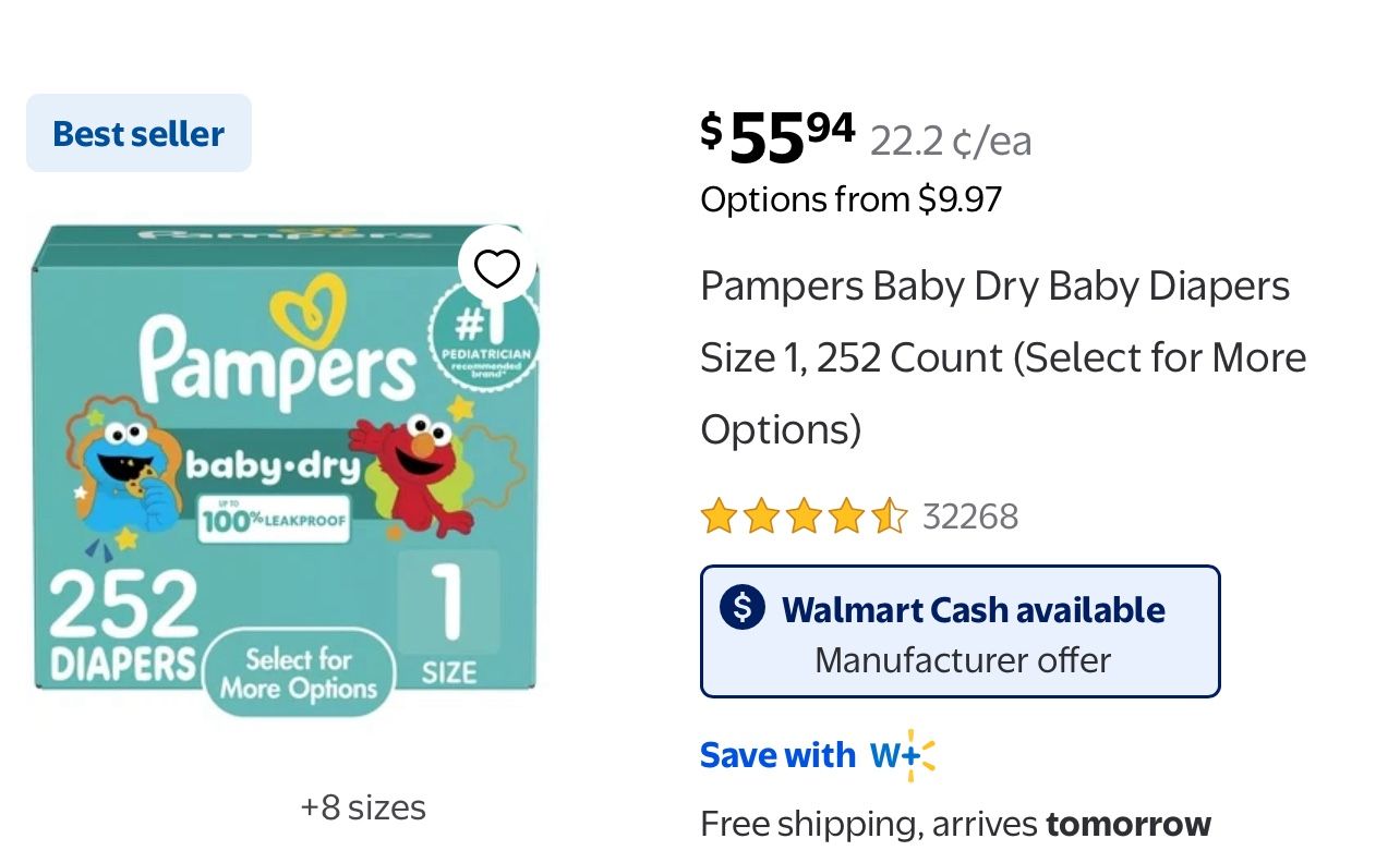 252 Pampers Size 1 NOT OPEN!!