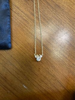 Cute Official Disney April Crystal Minnie Mouse Yellow Gold Pendant Necklace