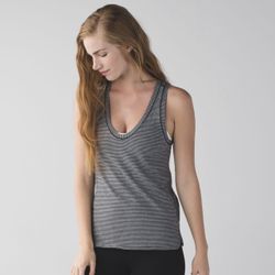 LULULEMON Mini Pop Stripe Heathered Medium Grey Black Circadian Workout Tank Top