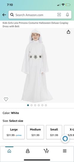 Kids Girls Leia Princess Costume Deluxe Cosplay Dress with Belt