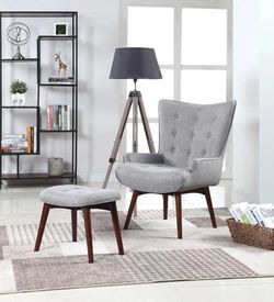 Gray accent chair with matching ottoman