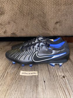 Nike Tiempo Legend 10 Elite FG Black Chrome Blue DV4328-040 Mens Size 7