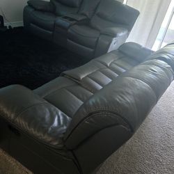 Leather Reclining Sofa And Love Seat 
