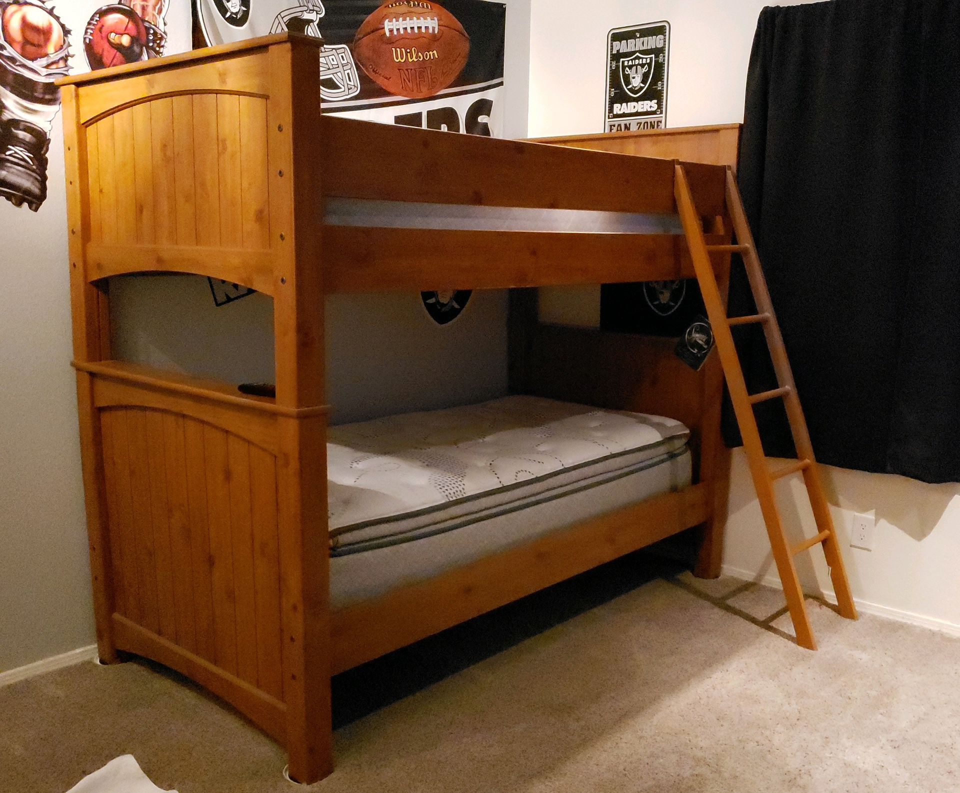 Twin Bunk Beds With Twin Dresser’s And Matching Nightstand