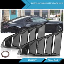 BRAND NEW 2PCS FORD MUSTANG 2015-2023 Glossy Black Side Window Scoop Quarter Louver Cover