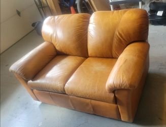 Real Leather Loveseat, near new