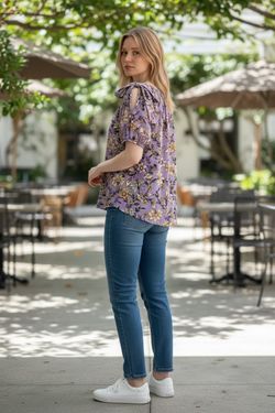 Purple Floral Blouse Size medium 