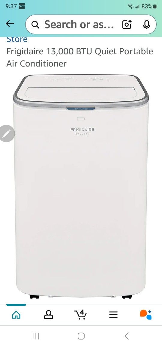 The Frigidaire Gallery 13,000 btu portable air conditioner with wi-fi and dehumidifier