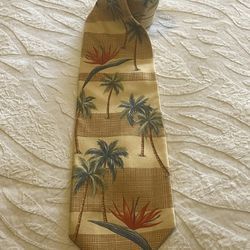 Tommy Bahama Men's Silk Tie Yellow Geometric Tropical Classic