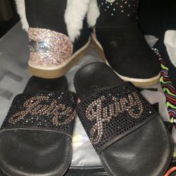 Girl Boots Sz 1 Girl Slides Sz 12 Both For 30$
