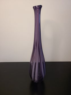Tall Amethyst Art Glass Swirl Vase