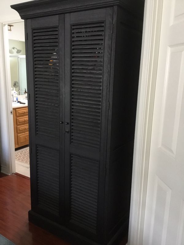 RH Restoration Hardware Shutter Armoire in Black Weathered Oak I have