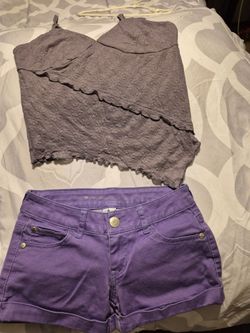 Celebrity pink purple Shorts  and Grey Camisole set   top size S   bottom size 0