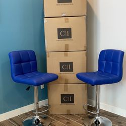 New 2 Blue Bar Stools 