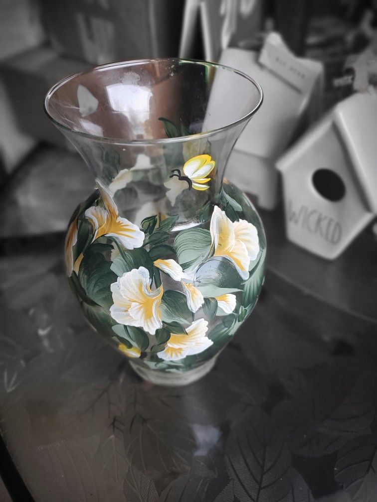 Hand Painted Vase 11" height $6