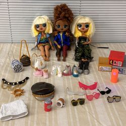 3-LOL SURPRISE DOLLS/ Blacklight Black Light Part/shoes purses eyewear shoeboxes 