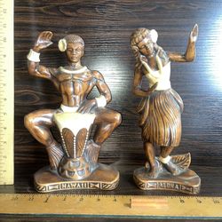 Vintage Hawaii Souvenirs Drummer & Dancer 
