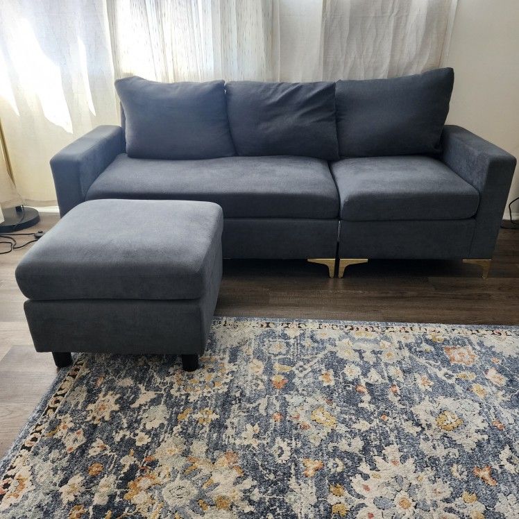 Couch With Chaise For Sale | Shintenchi 79 Inch Convertible Sectional Sofa Couch, Modern Linen Fabric L-Shaped , 3-Seat Sofa Sectional with Reversible