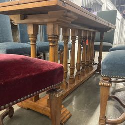 DINING / CONFERENCE TABLE w 8 VELVET CHAIRS