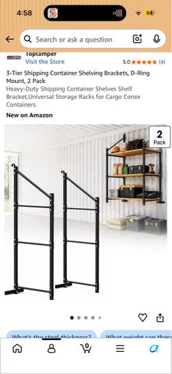 New 3-Tier Shipping Container Shelving Brackets, 2 Pack in box