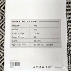 Uarter Air Purifier (USB, Night Light) — New in Box
