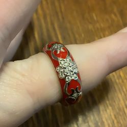 Silvio Hidalgo Sterling Silver Cz Red Ring Size 6 