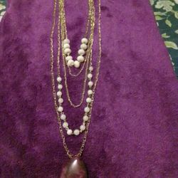Handmade Plum Stone Necklace